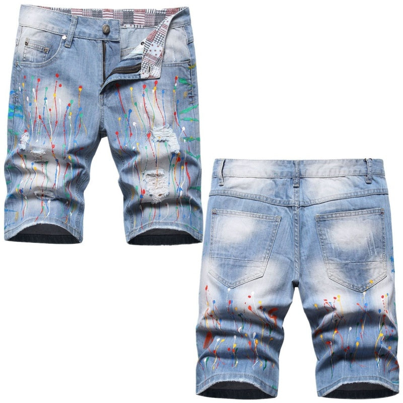 Denim shorts High-quality trendy casual pure cotton Non-stretch plus-size men's clothing