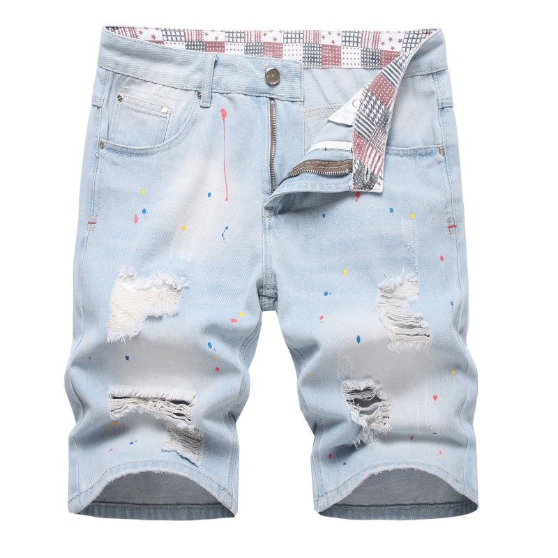 Denim shorts High-quality trendy casual pure cotton Non-stretch plus-size men's clothing