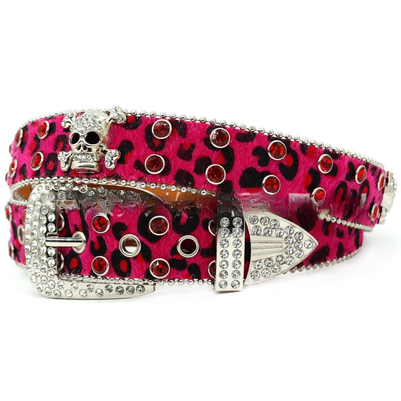 Hip-hop punk rhinestone belt skull punk style