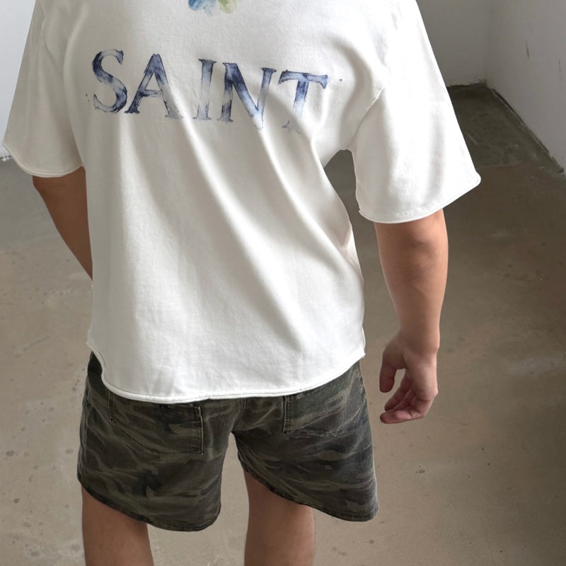 Unisex Vintage T Shirts SAINT MICHAEL × Takashi Murakami Collaboration: "Statue of Liberty" Oil Painting Graphic (Limited Edition). Features heavyweight 320g fabric (retaining its weight after washing) and authentic vintage construction with single-s