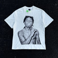 Unisex Vintage T Shirts American West Coast street-style high-street short-sleeve tee featuring graffiti and hip-hop aesthetics; crafted from heavyweight fabric with a distressed wash finish and direct-to-garment white ink printing.
