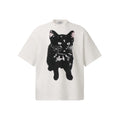 Unisex vintage T-shirt White ink direct-injection rivets