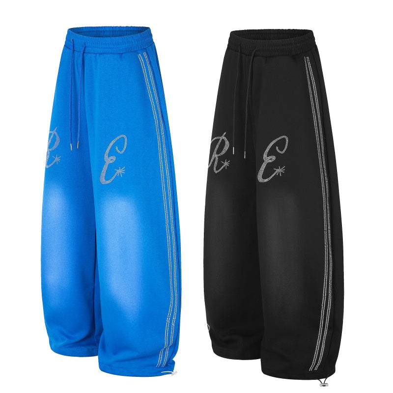 American-style streetwear harem pants Curved Script Print Loose Street Sweatpants