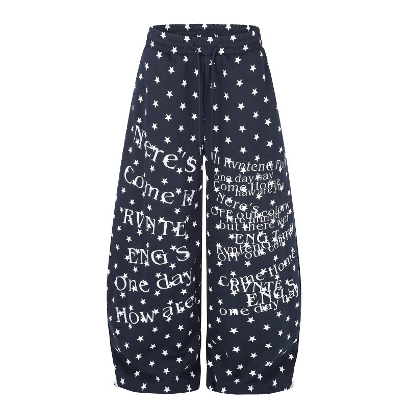 American-style streetwear harem pants Y2K Full Print Star Letter Wide Leg Joggers