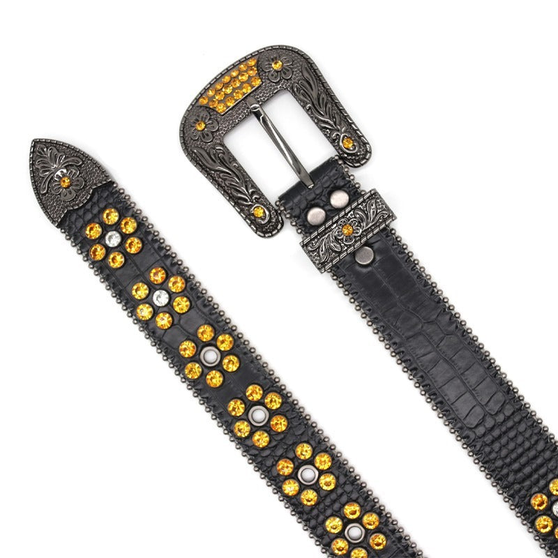 Hip-hop punk rhinestone belt punk style