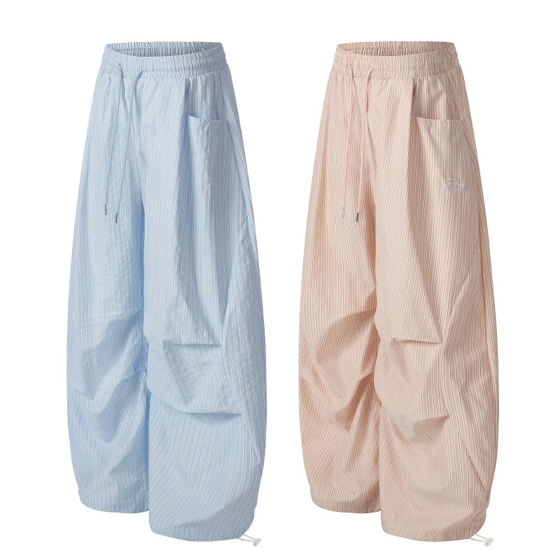 American-style streetwear harem pants Adjustable Hem Soft Tone Bubble Fabric Trousers