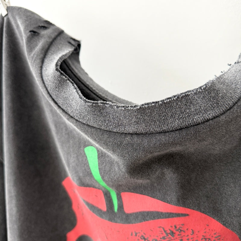 Unisex Vintage T Shirts CHOOOSELF 26SS "I Am A Dangerous Temptation" Limited Edition – Heavyweight, Washed, Distressed Streetwear T-Shirt (Boxy/Cropped Punk Style)