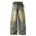 American-style streetwear harem pants Raw Distressed Waistband Detail