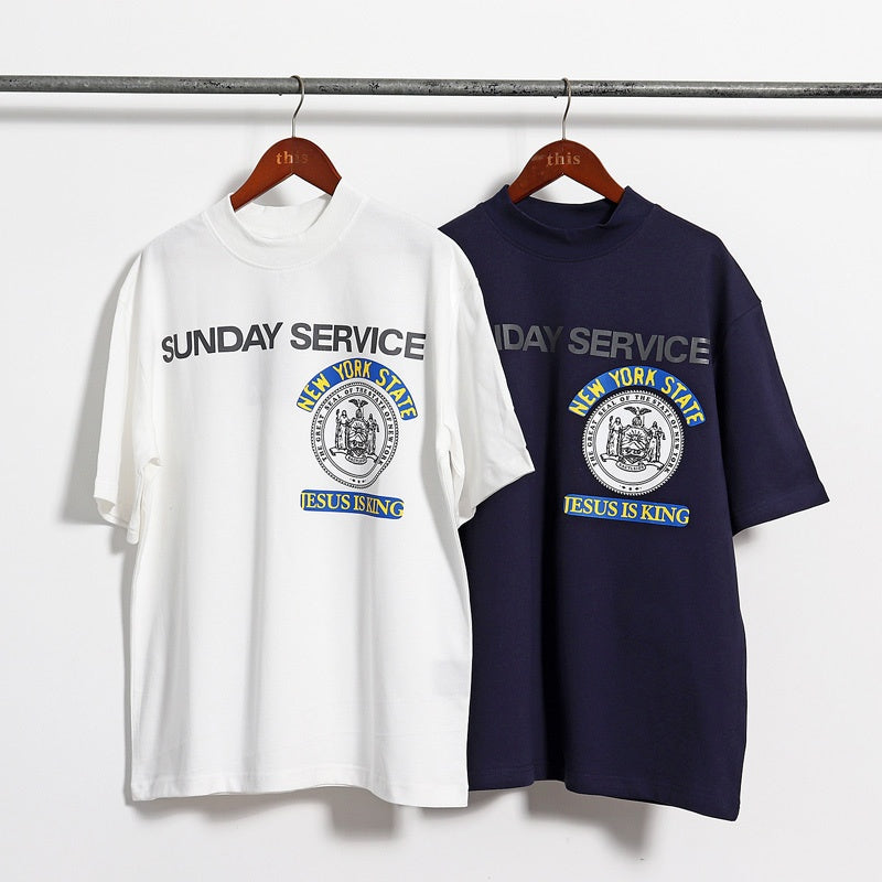 Mens T-shirt Vintage American-style Kanye-style loose-fitting short-sleeve top