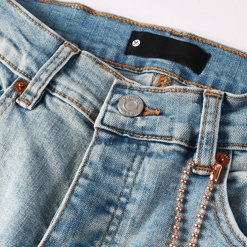 Purple brand Jeans High-quality pure cotton streetwear trousers embroidery
