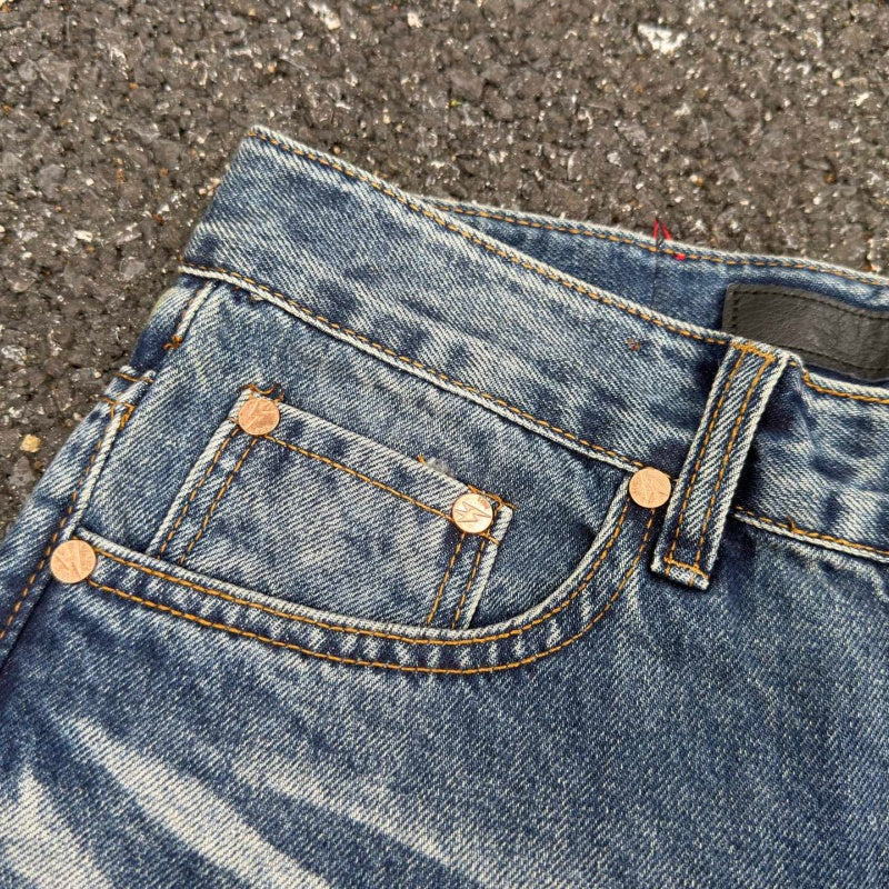 Lightning Pattern Jeans High-quality high-street pure cotton trousers