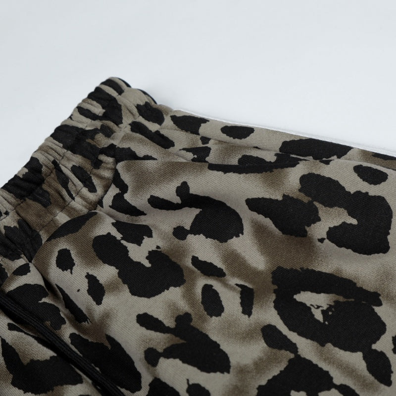 American-style streetwear harem pants Retro Leopard Print Curved Baggy Pants