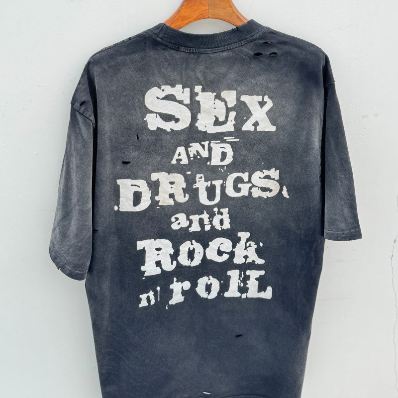Unisex Vintage T Shirts Sex Pistols – Hand-distressed, washed, and vintage-finished at multiple points.