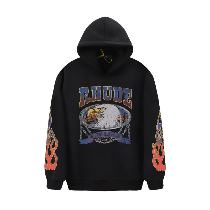 RHUDE Hoodie Vintage Biker‑Style