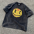 Unisex Vintage T Shirts SAINT MICHAEL x CHO "Broken Smiley" Limited Edition – Heavyweight High-Street Retro Style