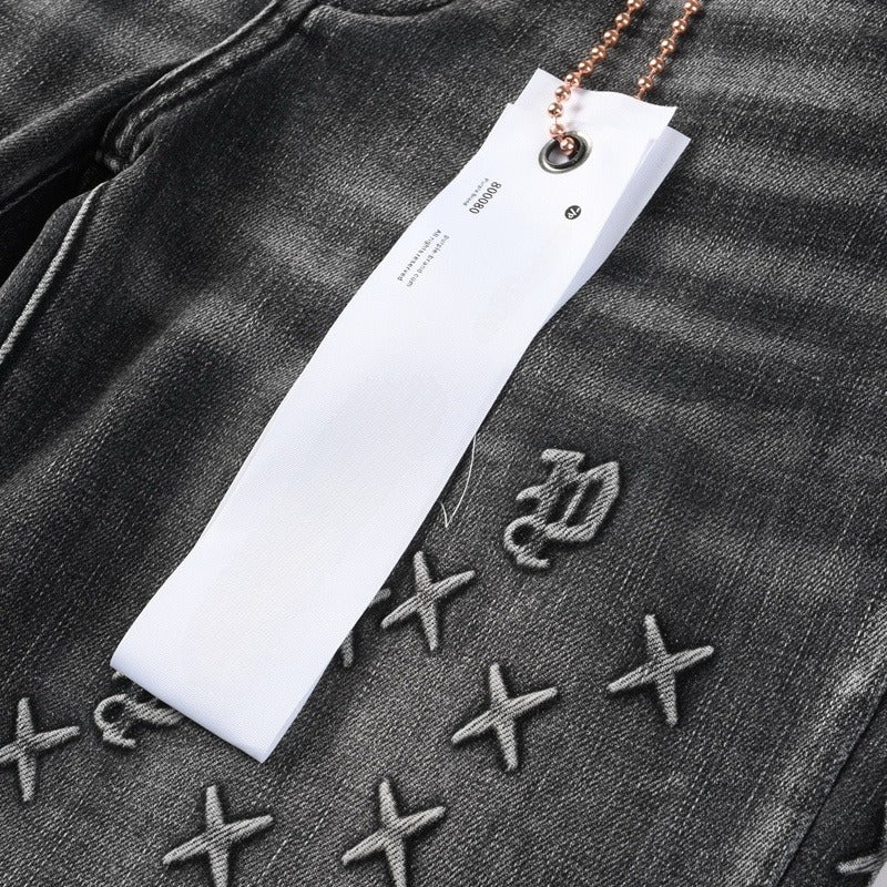 Purple brand Jeans High-quality pure cotton streetwear trousers embroidery