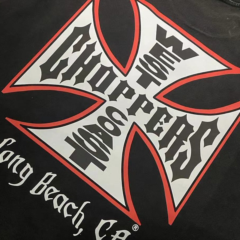 Saint Michael T Shirts Washed West Coast Choppers Cross Logo Back Print Tee