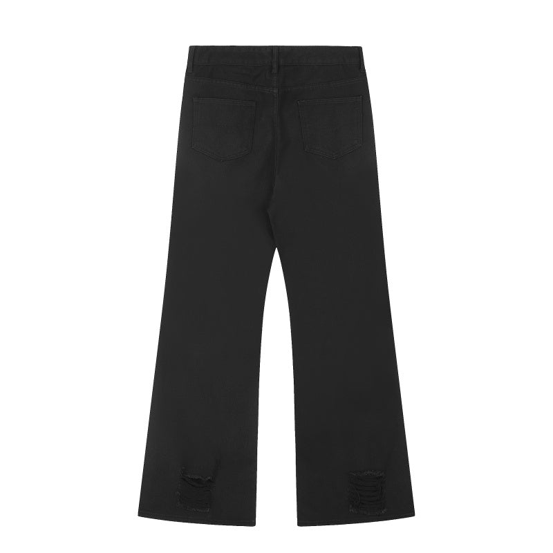 American-style streetwear harem pants Frayed Knee Detail Wide Leg Bottoms