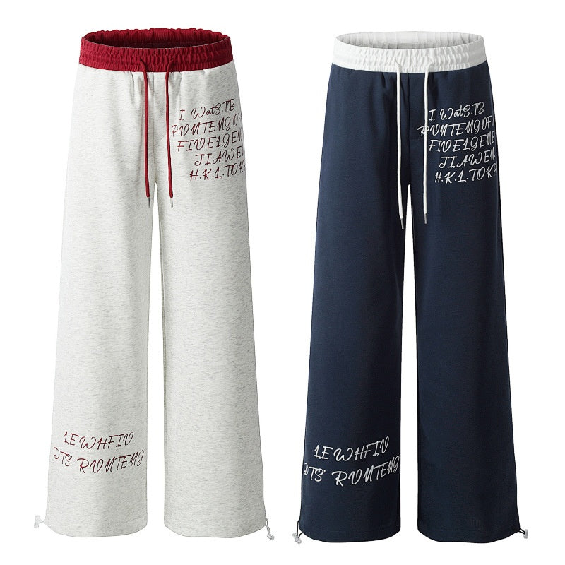 American-style streetwear harem pants Drawstring Waist Checkered Trousers