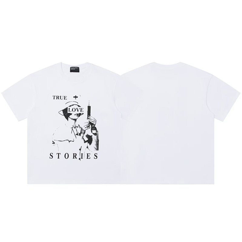 ERD T Shirts Retro Black Ink Portrait Slogan Street Tee