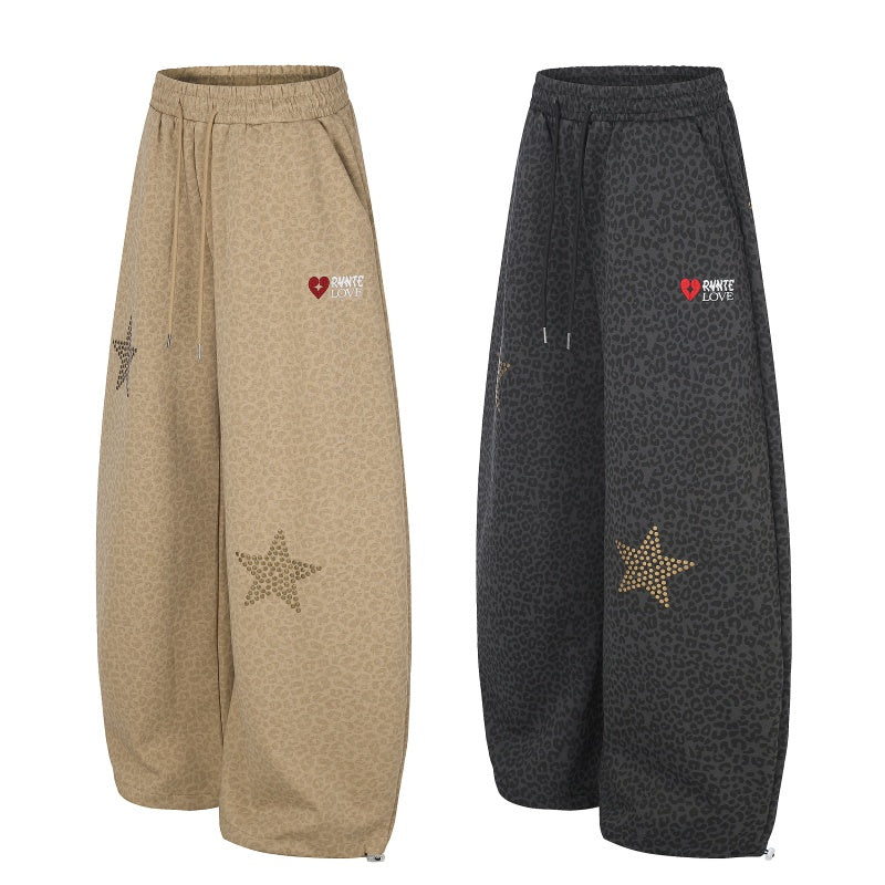American-style streetwear harem pants Vintage Leopard Star Graphic Joggers