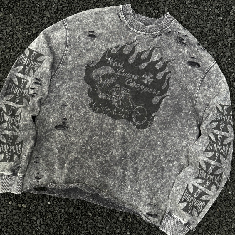 Unisex Vintage  sweatshirt West Coast CSFGANG Limited Edition Crewneck Sweatshirt – Heavyweight fabric with a washed, distressed finish and multiple hand-cut, distressed details.