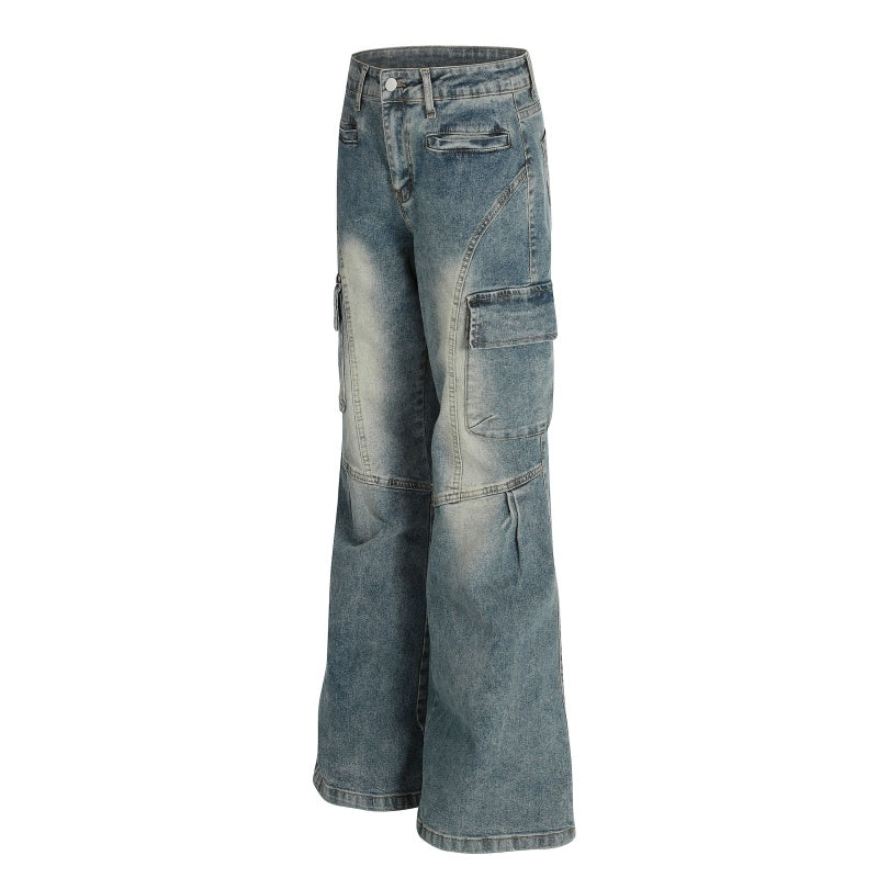 American-style streetwear harem pants Knee Seam Detail Bootcut Trousers