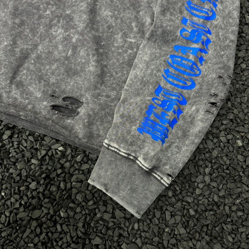 Unisex Vintage sweatshirt West Coast Biker "Blue Cross" Limited Edition Crewneck Sweatshirt – Heavyweight, Washed & Distressed Finish