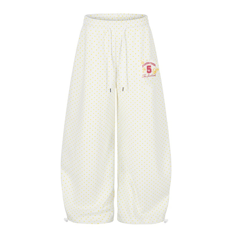 American-style streetwear harem pants Polka Dot Bow Graphic Barrel Trousers