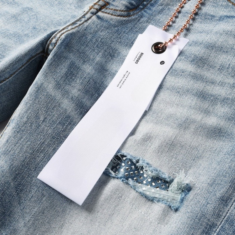 Purple brand Jeans High-quality pure cotton streetwear trousers Hole
