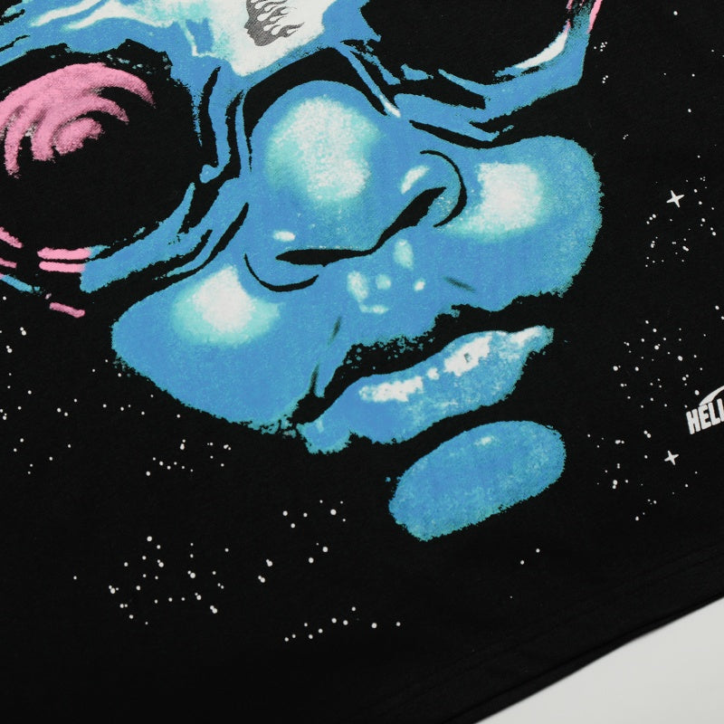 Vintage-style American T-shirt Cyan Extraterrestrial Future Graphic