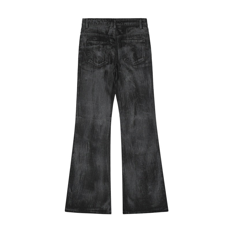 American-style streetwear harem pants High Waist Distressed Shadow Dye Bell Bottoms