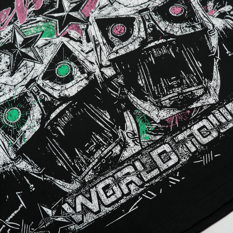Vintage-style American T-shirt Skull World Tour Rock Graphic Tee