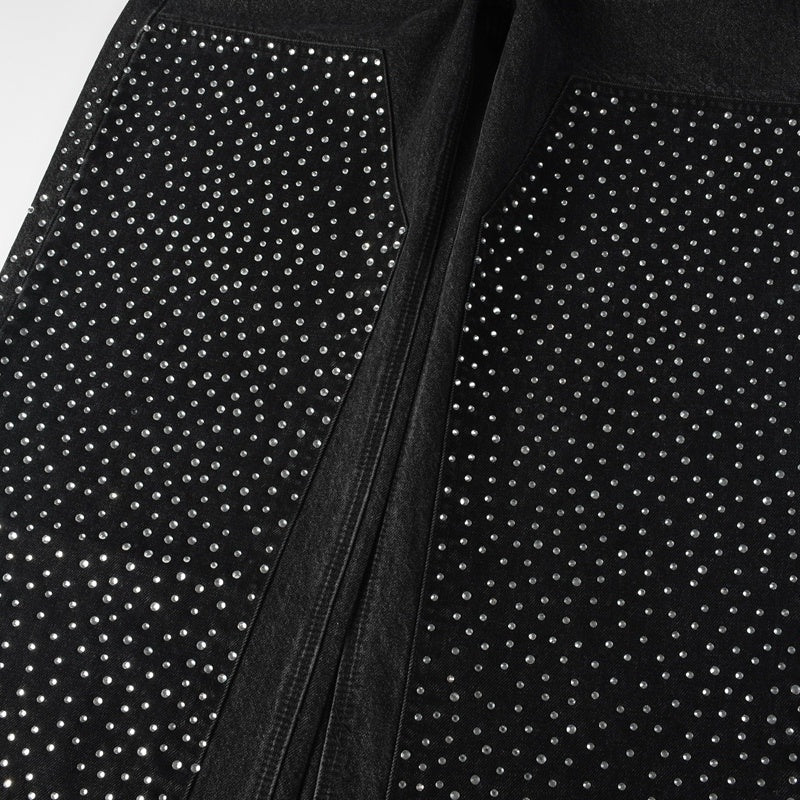 Purple brand Jeans High-quality pure cotton streetwear trousers Rhinestone-embellished loose straight-leg trousers