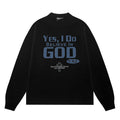 ERD Long sleeved shirt  Black Loose Top Bold Blue Letter Minimal Symbol Graphic