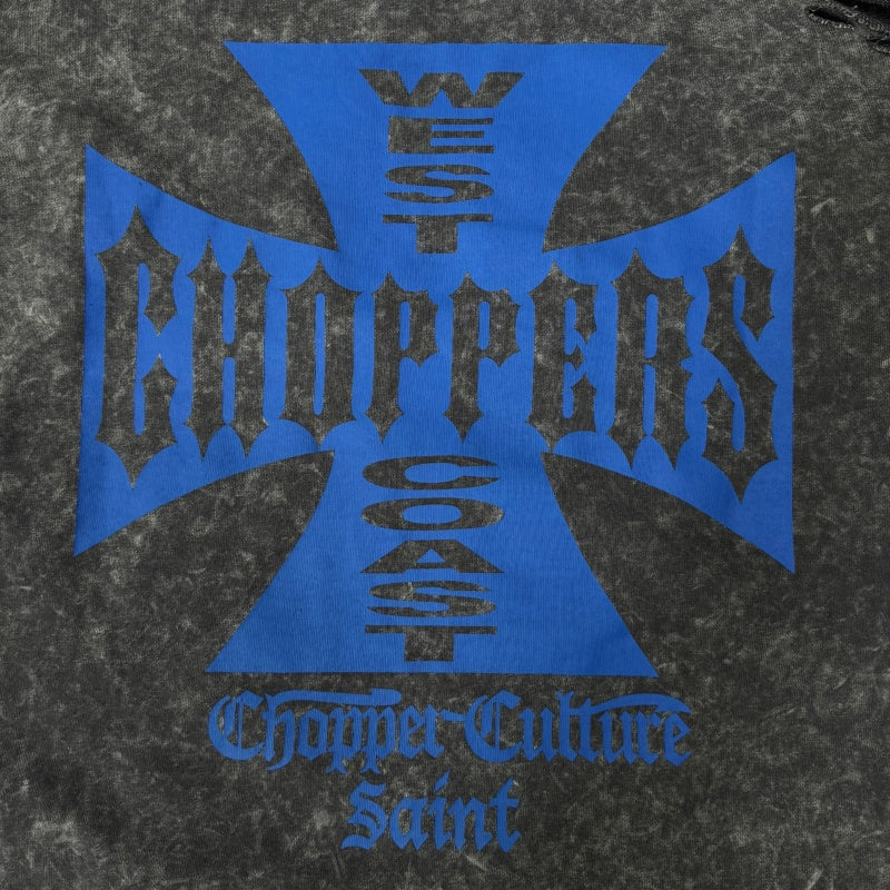 Unisex Vintage sweatshirt West Coast Biker "Blue Cross" Limited Edition Crewneck Sweatshirt – Heavyweight, Washed & Distressed Finish
