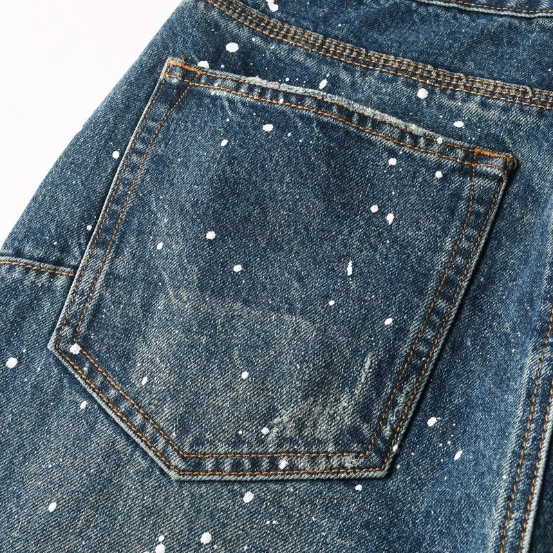 Purple brand Jeans High-quality pure cotton streetwear trousers Rhinestone-embellished loose straight-leg trousers