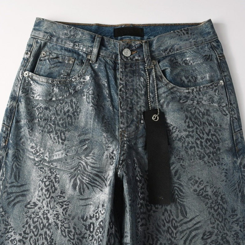 Purple brand Jeans High-quality pure cotton streetwear trousers Loose-fit straight-leg trousers with an all-over print
