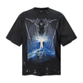 Saint Michael T Shirts Retro Destroyed Wash Giant Wings Mountain Two Characters Graphic