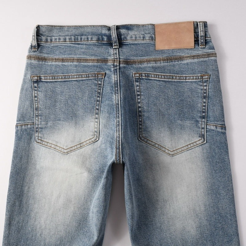Purple brand Jeans High-quality pure cotton streetwear trousers Rhinestone cross