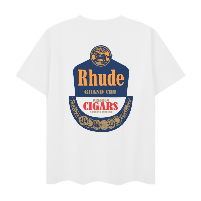 RHUDE T Shirts Antique Cigar Crest Emblem Motif