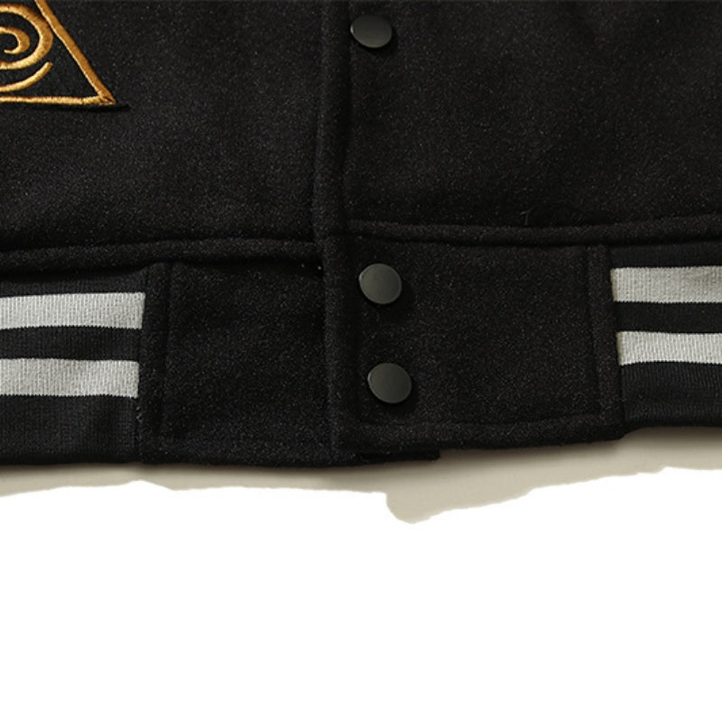 American-style baseball jacket Dries Multi-style Embroidered Animal Badge Black 8-Ball "Clean Fit" Style