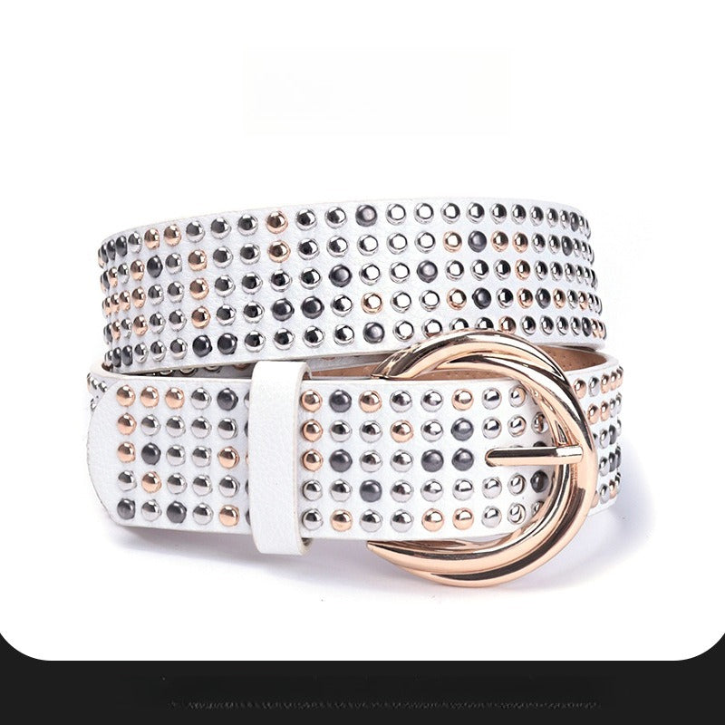 Hip-hop punk rhinestone belt retro wide version