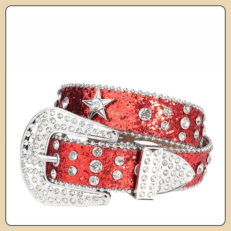 Hip-hop punk rhinestone belt kidsy2k five-pointed star decoration