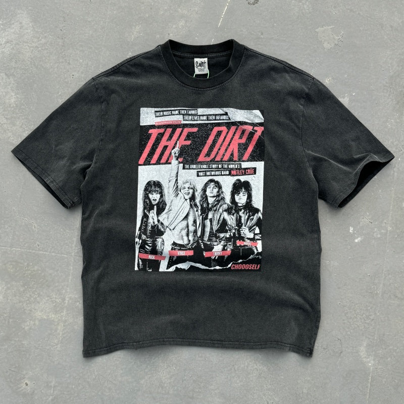 Unisex Vintage T Shirts Motley Crue "THE DIRT" Limited Edition T-Shirt. Features a heavyweight, enzyme-washed finish and custom heavyweight brushed fabric with a vintage feel. High-quality direct-to-garment (DTG) white ink printing for a premium look