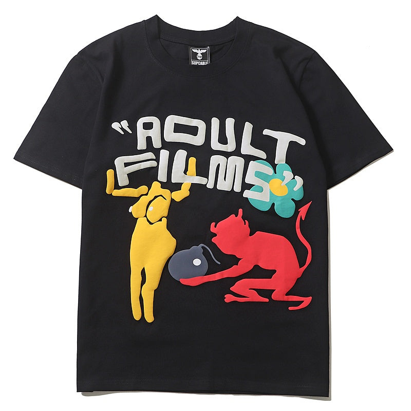 Mens T-shirt Vintage American-style Streetwear-style "Kanye" puff print