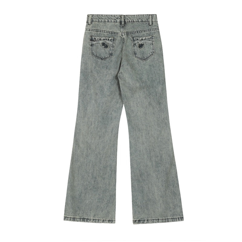 American-style streetwear harem pants Vintage faded bootcut silhouette
