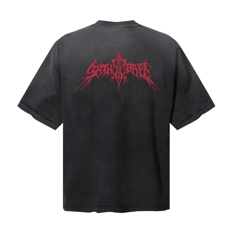 Saint Michael T Shirts Oversized Black Death Metal Horror Skull Graphic