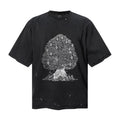Saint Michael T Shirts Acid Washed Black Detailed Engraved Tree Village Sketch Print