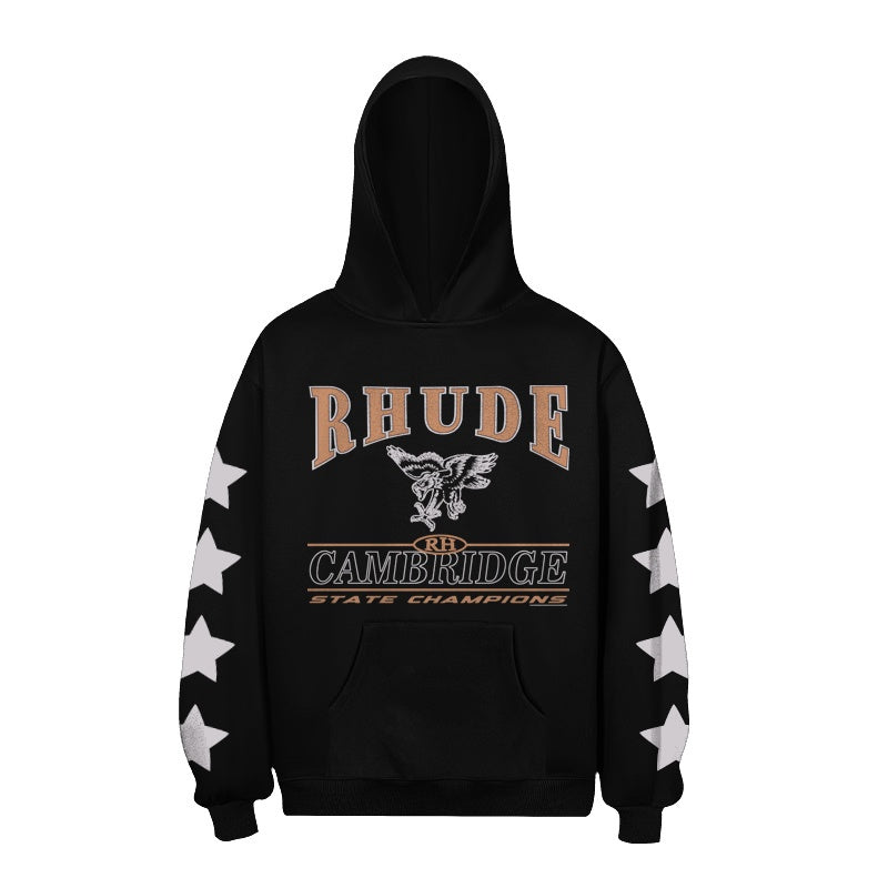 RHUDE Hoodie Retro College Eagle Star Motif